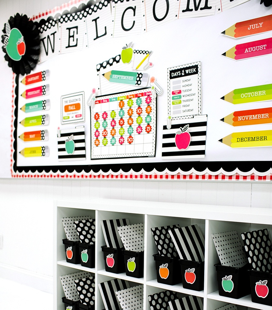 Black, White &amp; Stylish Brights Writing Mini Bulletin Board Set