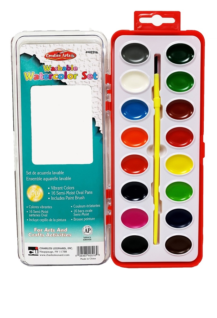 16 Color Semi-Moist Washable Watercolor Set