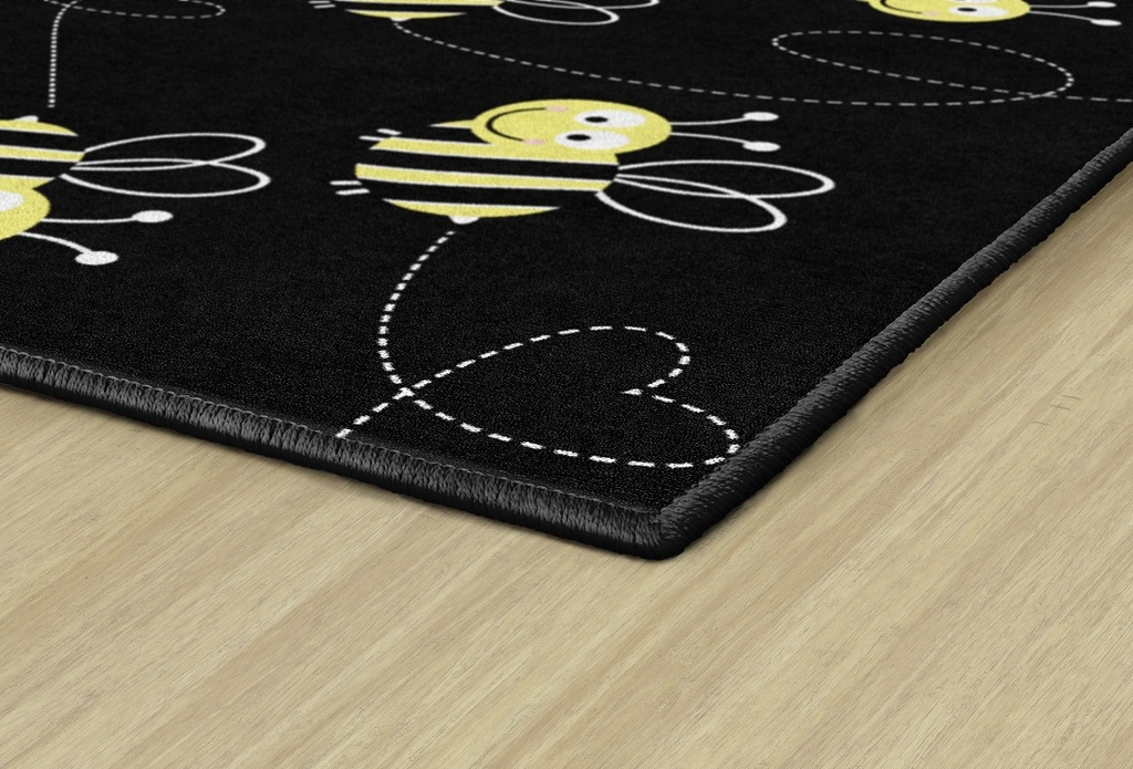 Bees On Black 5' X 7'6" Rectangle Carpet