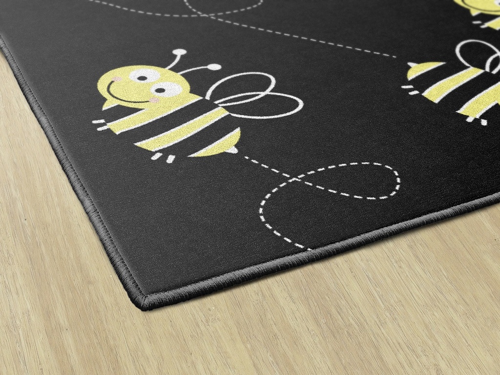 Bees On Black 5' X 7'6&quot; Rectangle Carpet