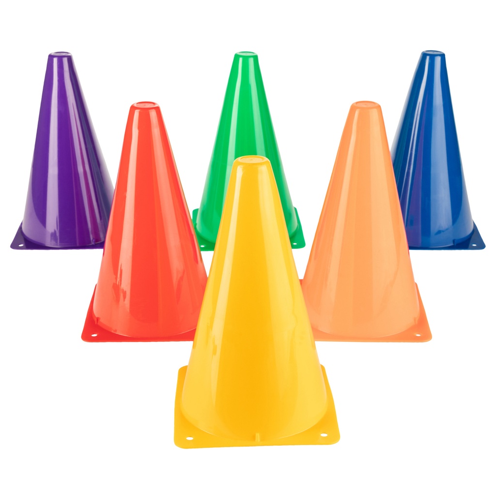 High Visibility Plastic Cone 12ct Set in 6 Assorted Fluorescent Colors
