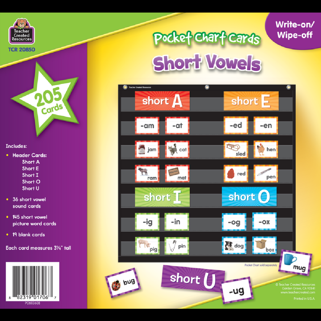 Short Vowels Pocket Chart Cards