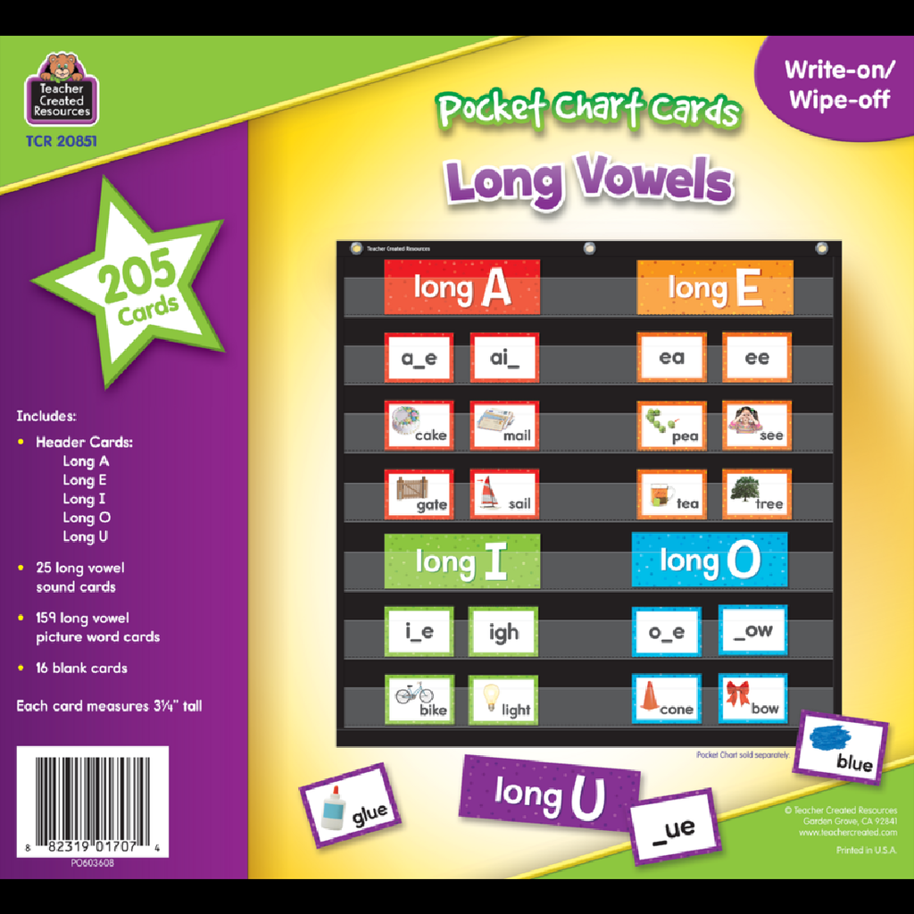 Long Vowels Pocket Chart Cards