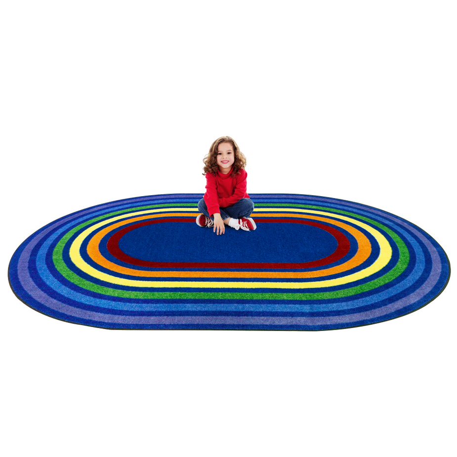 Rainbow Rings 3'10" x 5'4" Oval area rug in color Multi