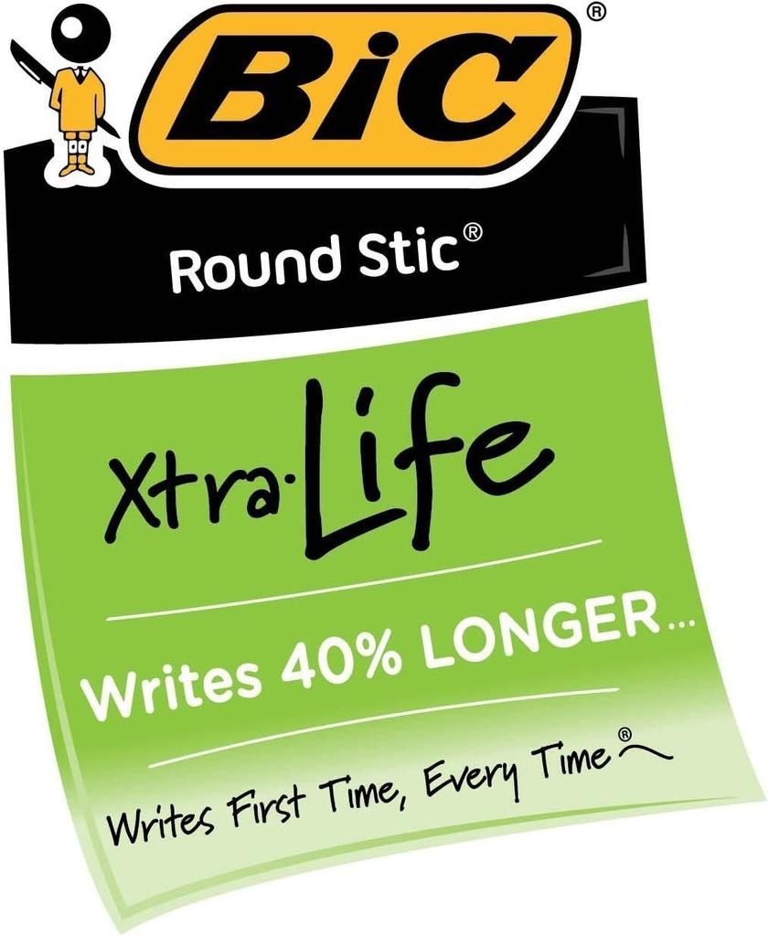 Bic Xtra Life Round Stic Pens - 12ct Blue Medium Point (1.0mm)