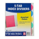 5 Tab Poly Binder Index Dividers in Assorted Colors