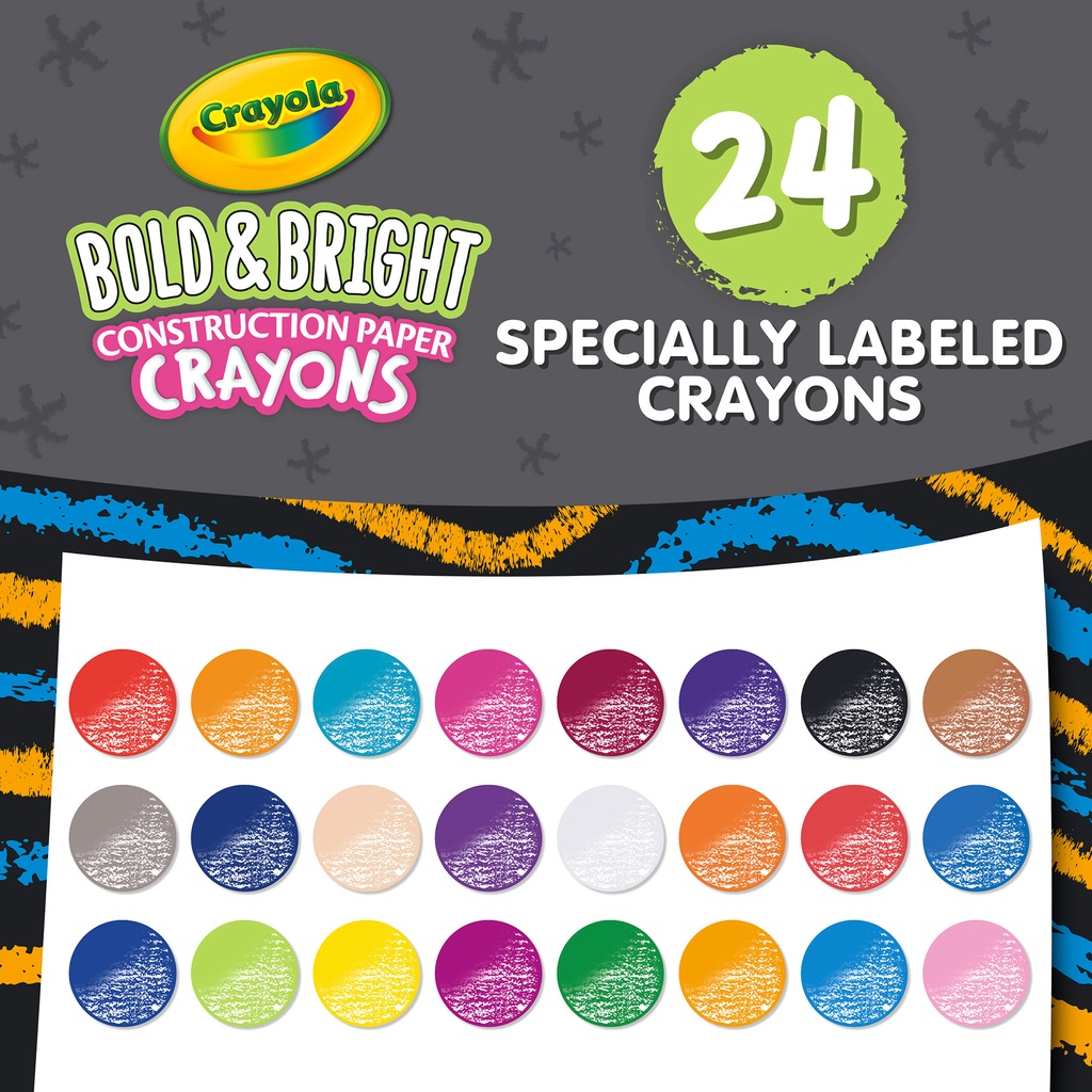 24ct Bold & Bright Construction Paper Crayons