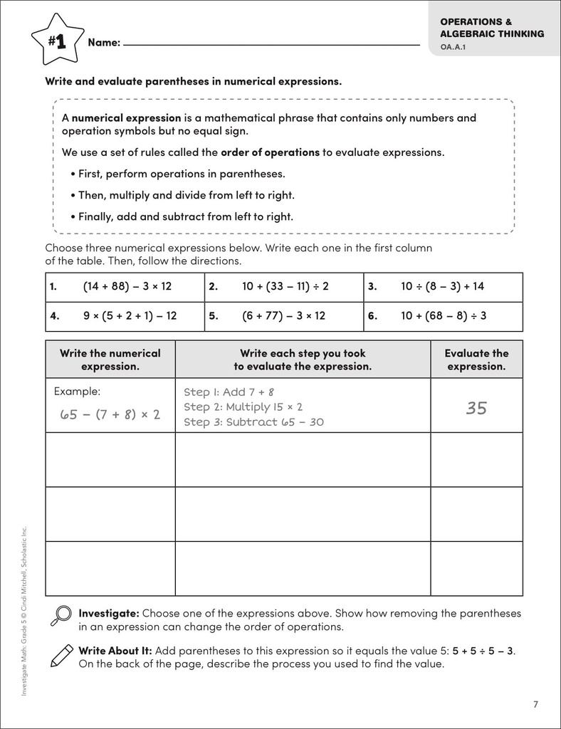 Investigate Math Grade 5