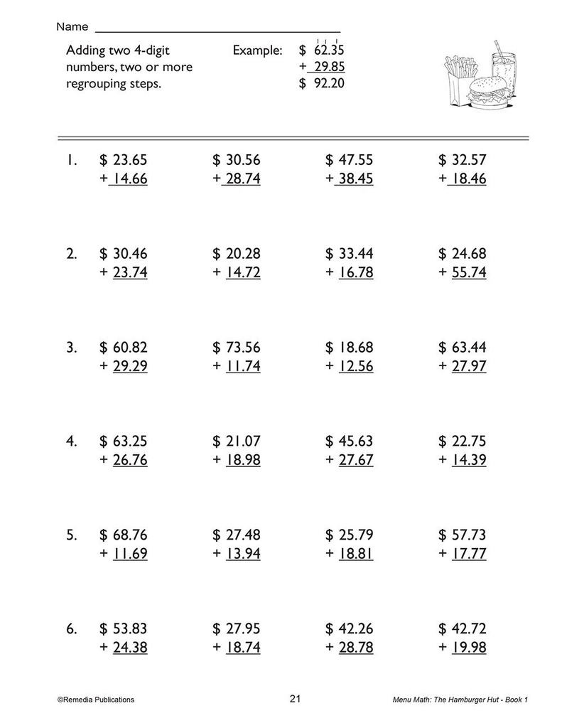 Menu Math: The Hamburger Hut Book, Addition & Subtraction