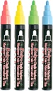 Broad Point Chalk Marker Set, Fluorescent Red, Blue, Yellow and Green