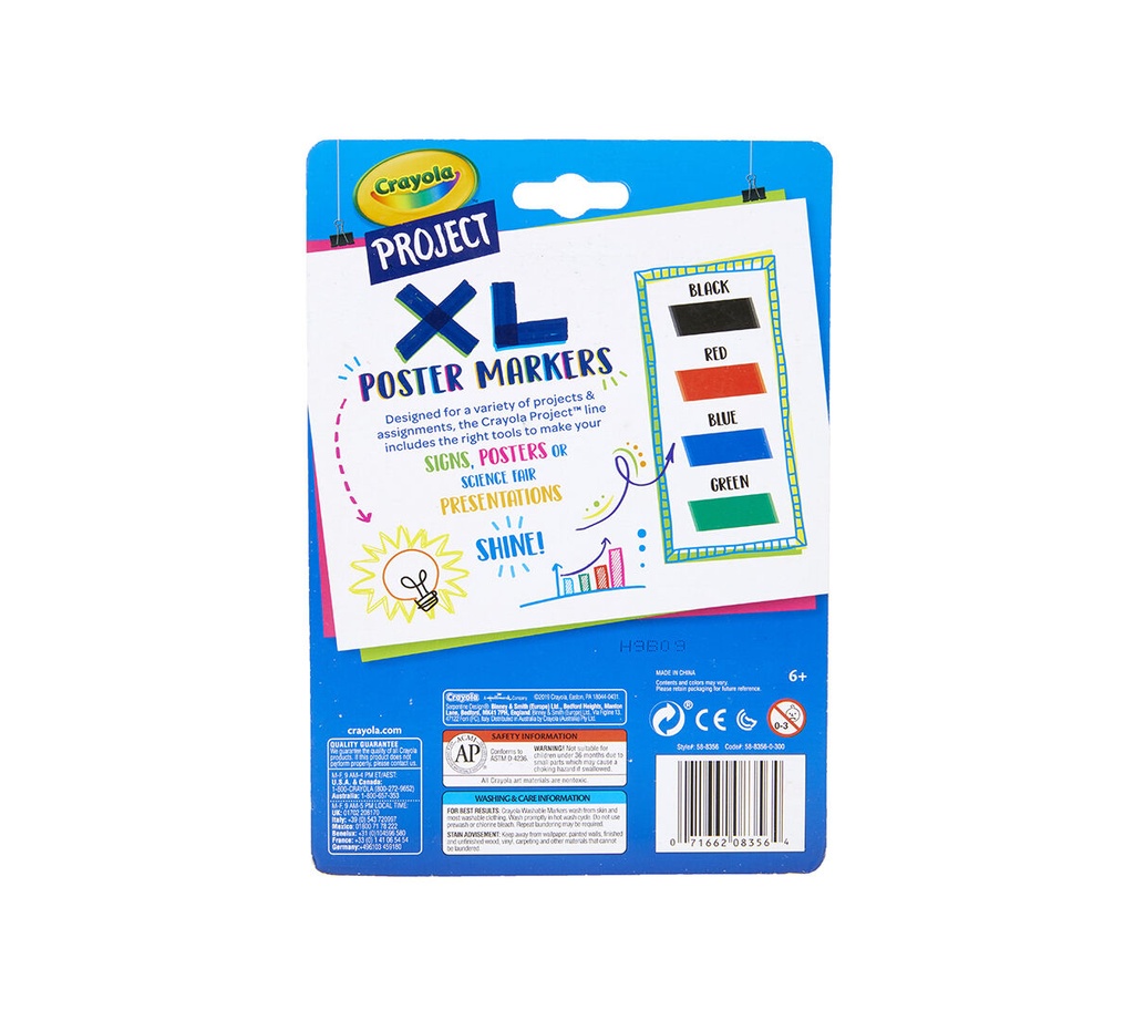 4ct Crayola Classic Colors Project XL Poster Markers