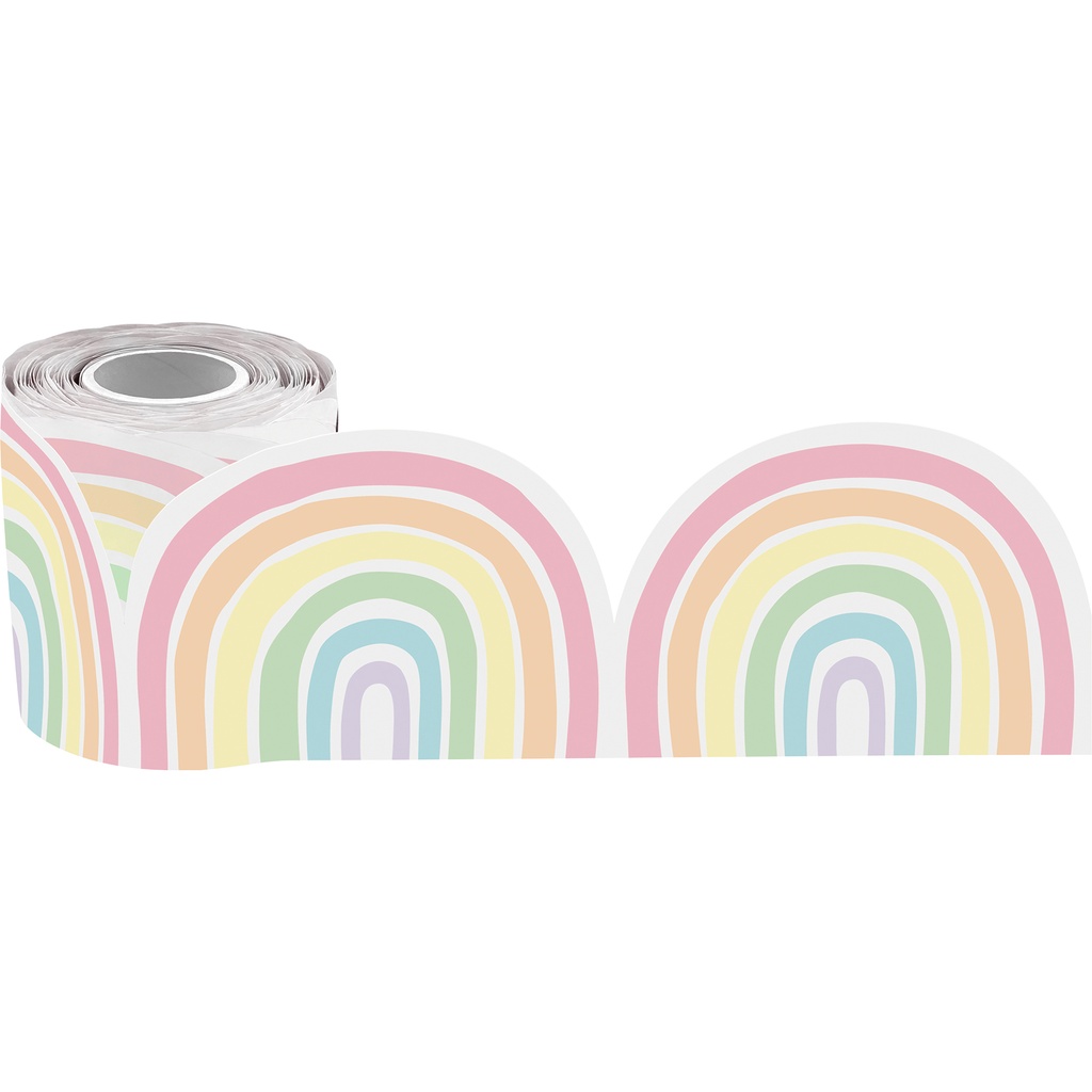 Pastel Pop Rainbows Die-Cut Rolled Border Trim