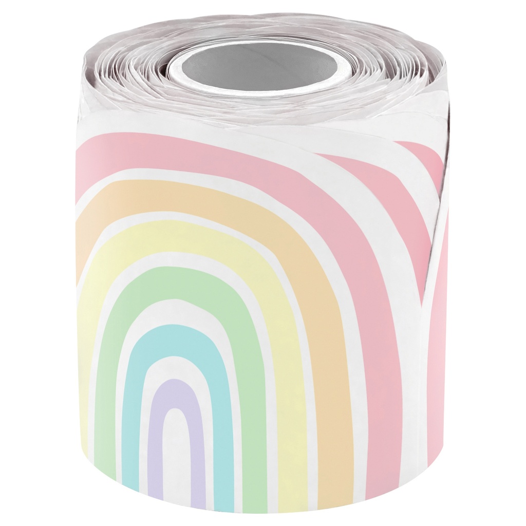 Pastel Pop Rainbows Die-Cut Rolled Border Trim