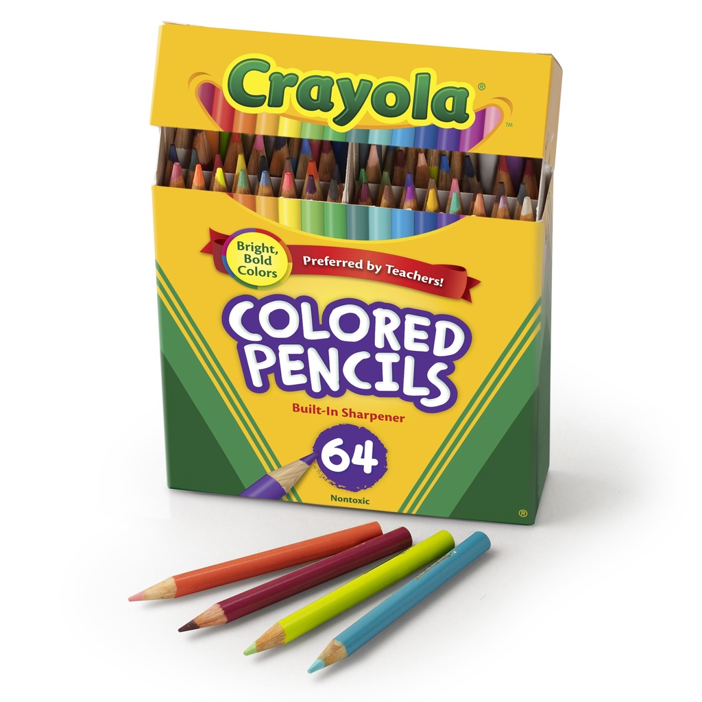 Short Colored Pencils 64 Count with Sharpener