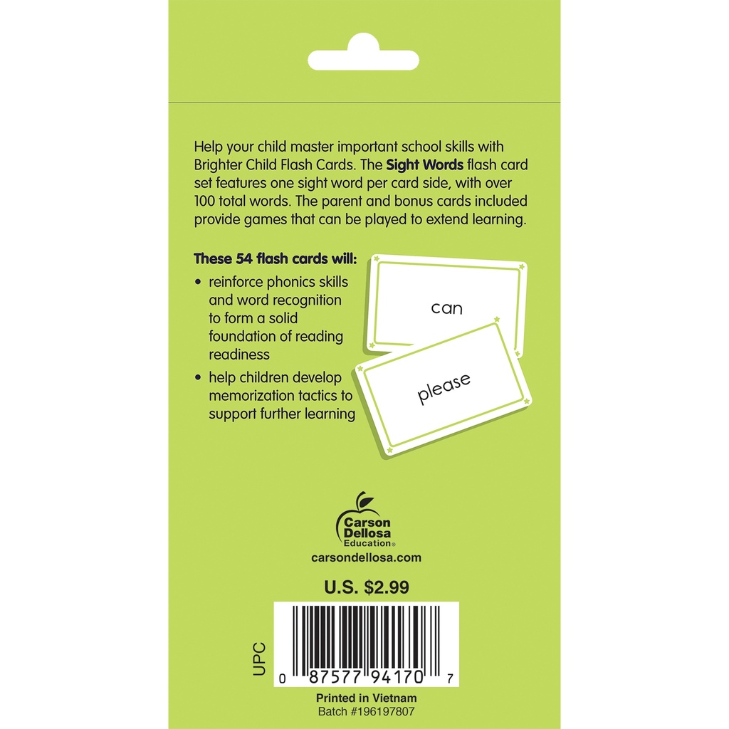 Sight Words Flash Cards 54 Cards