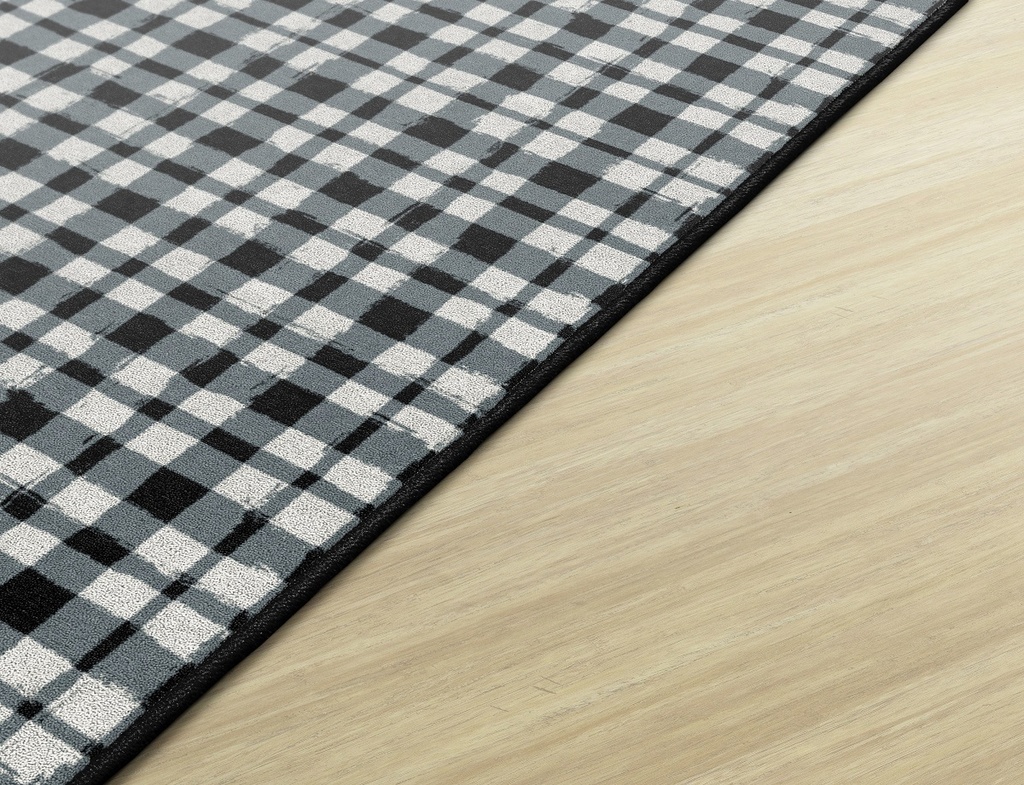 Watercolor Gingham Black 4' X 6' Rectangle