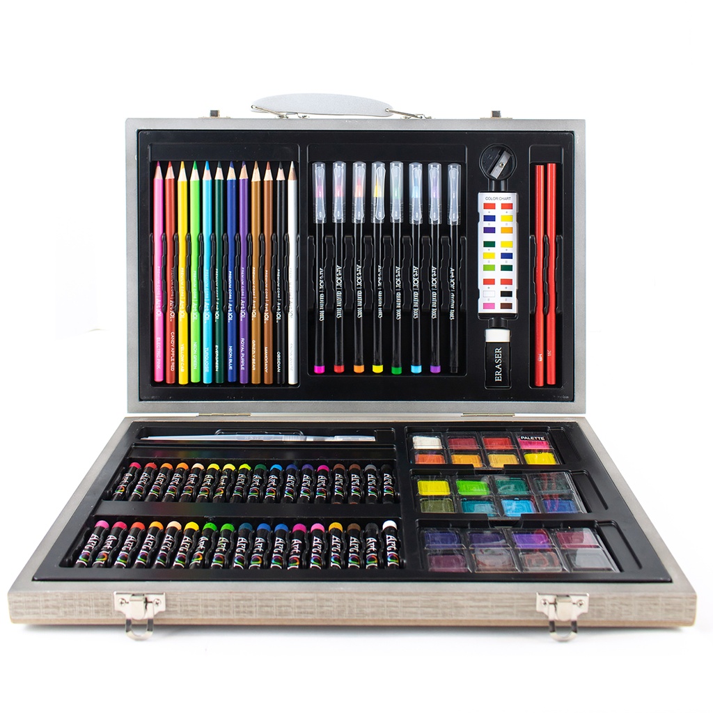 Watercolor, Draw & Sketch Wood Art Set 88 Pieces