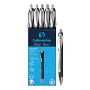 White-Black Barrel/Blue Ink Schneider Slider Rave XB Retractable Ballpoint Pens Box of 5