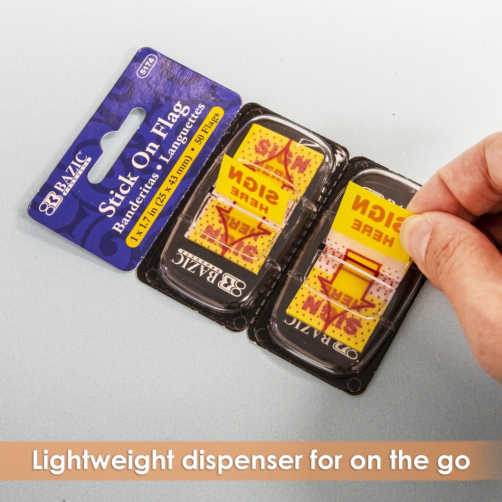 Yellow Color Printed Sign Here Flags with Dispenser 25 ct 2 Pack