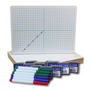 9" x 12" XY Axis/Plain Two-Sided Dry Erase Boards with Colored Pens & Erasers Class Pack of 12