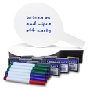 Oval Dry Erase Answer Paddles with Colored Pens & Student Erasers Class Pack of 12