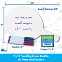 Oval Dry Erase Answer Paddles with Colored Pens & Student Erasers Class Pack of 12