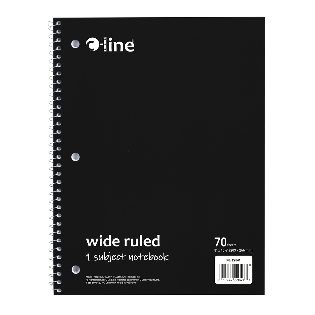 Wide Ruled 1-Subject Notebooks Pack of 12