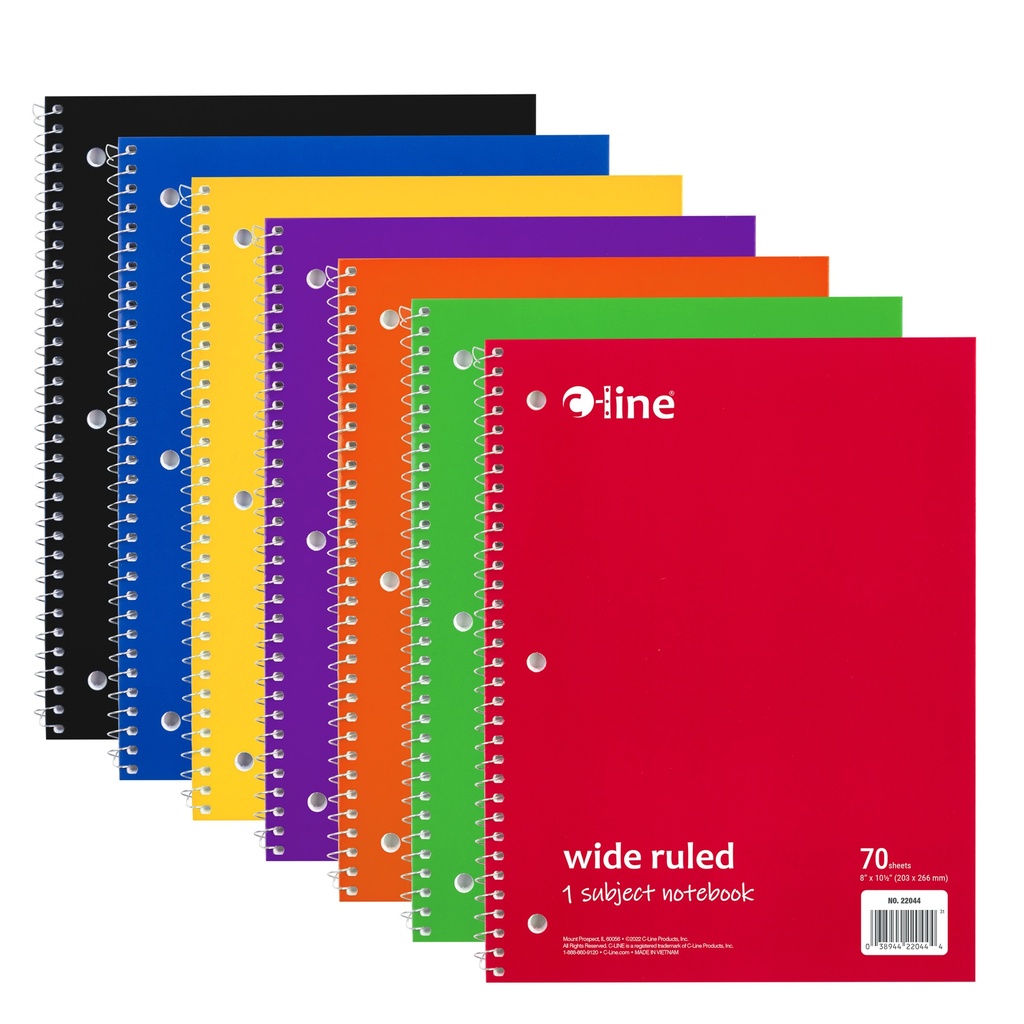Wide Ruled 1-Subject Notebooks Pack of 12