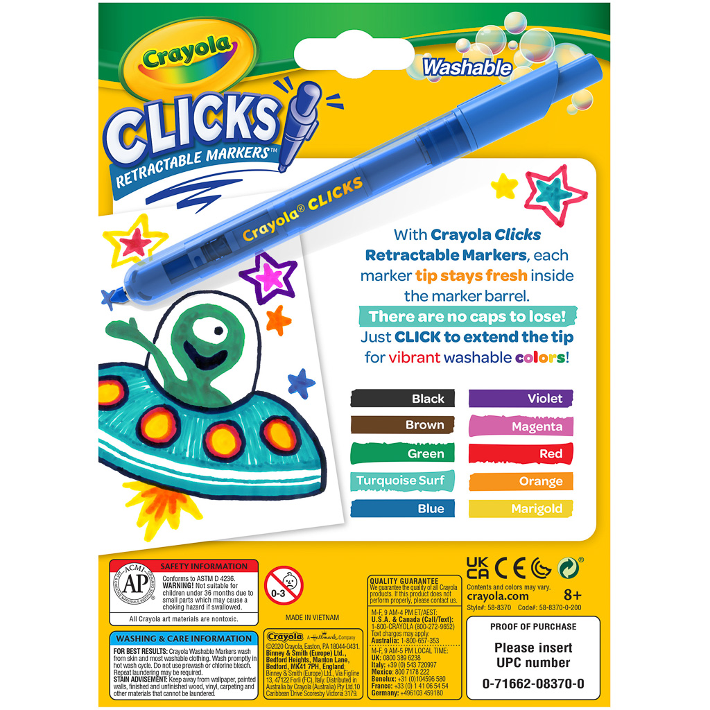 10ct Crayola CLICKS Retractable Markers