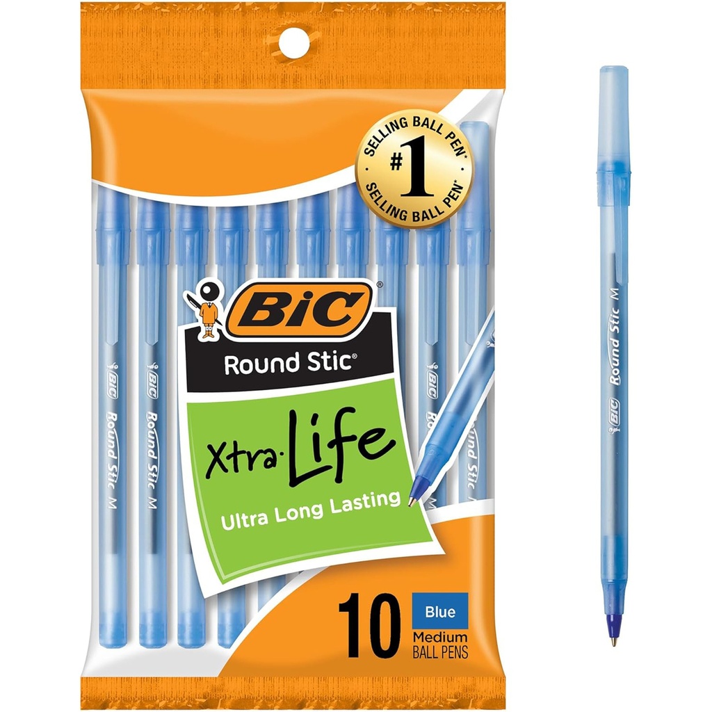Medium Point Blue Round Stic® Xtra Life Ballpoint Pen Pack of 10_3