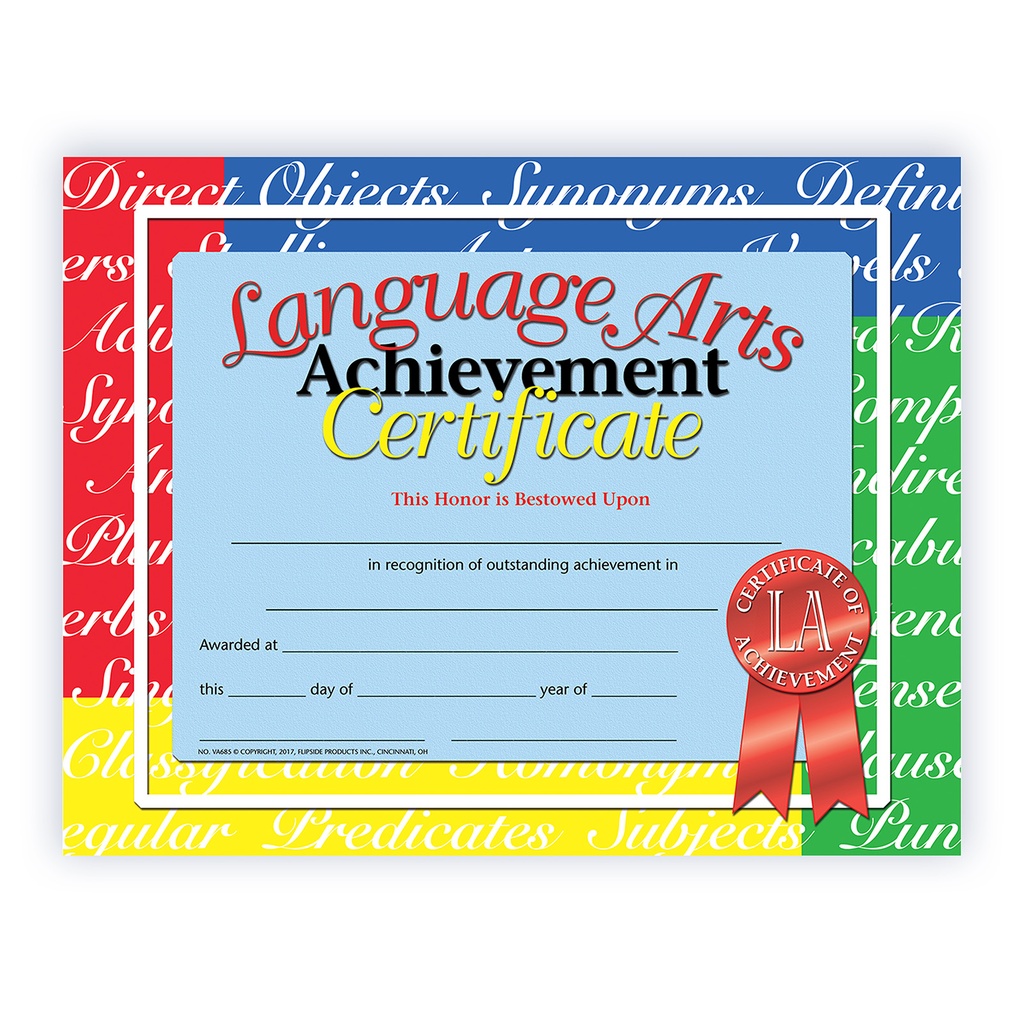 Language Arts Achievement Certificates Pack of 30_1