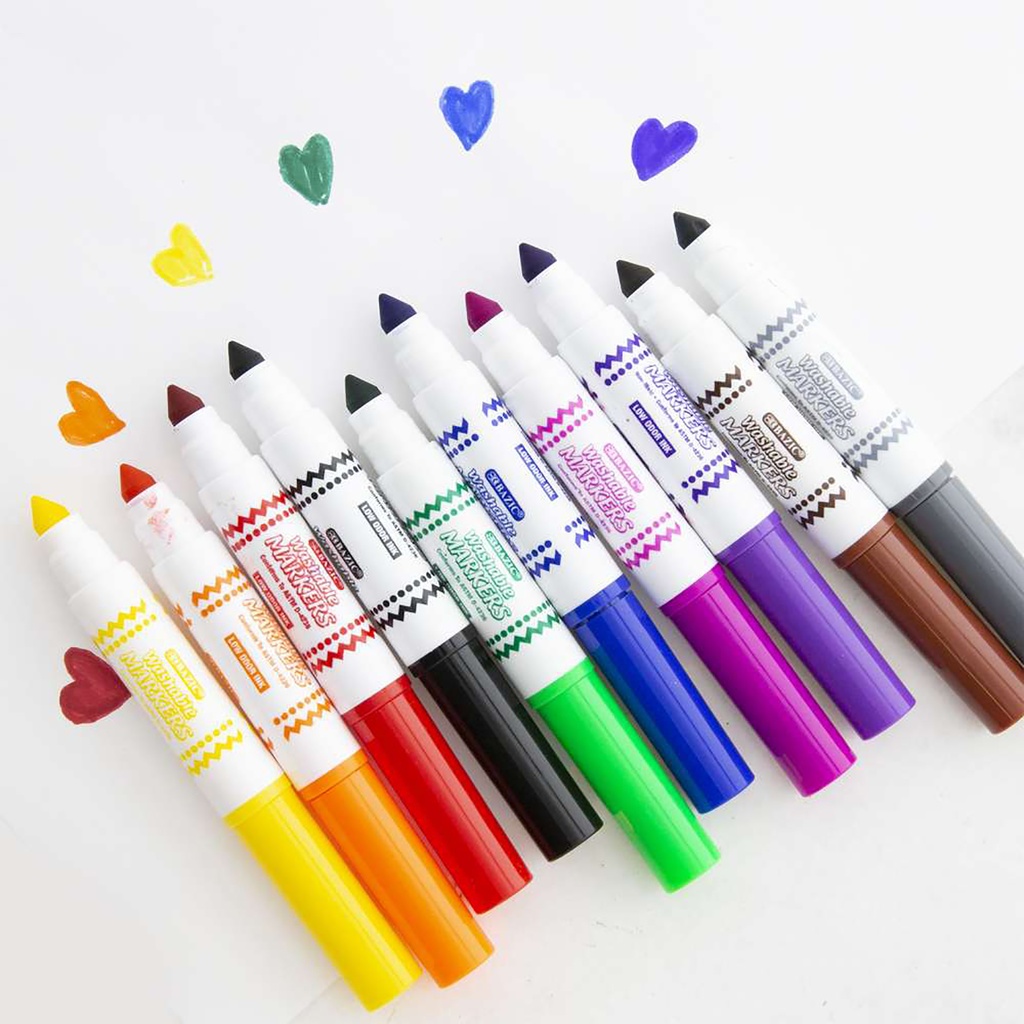 Washable Markers, Mini Broad Line, 10 Colors_2