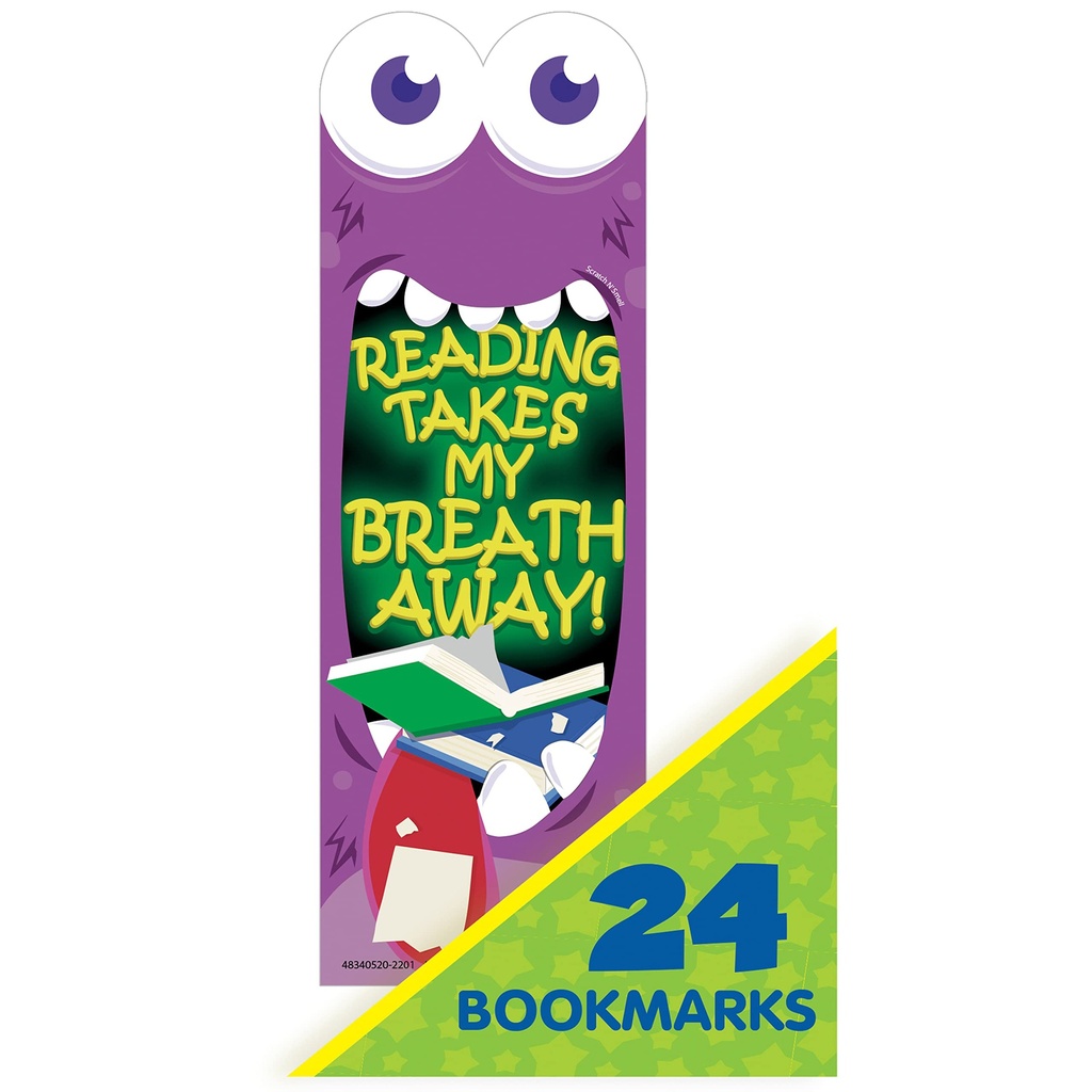 Reading Takes My Breath Away Monster Breath Scented Bookmarks, Pack of 24_2