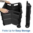 Folding Cart on Wheels w/Lid Cover, 16" x 18" x 15", Black/Gray_3