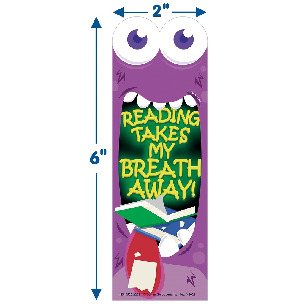 Reading Takes My Breath Away Monster Breath Scented Bookmarks, Pack of 24_3