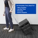Folding Cart on Wheels w/Lid Cover, 16" x 18" x 15", Black/Gray_5