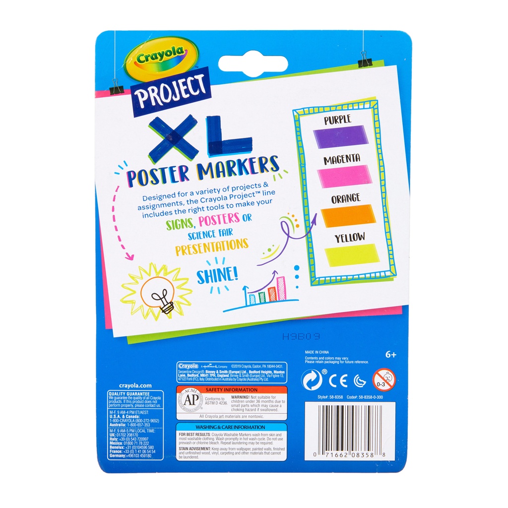 Project XL Poster Markers, Bold & Bright, 4 Count_5