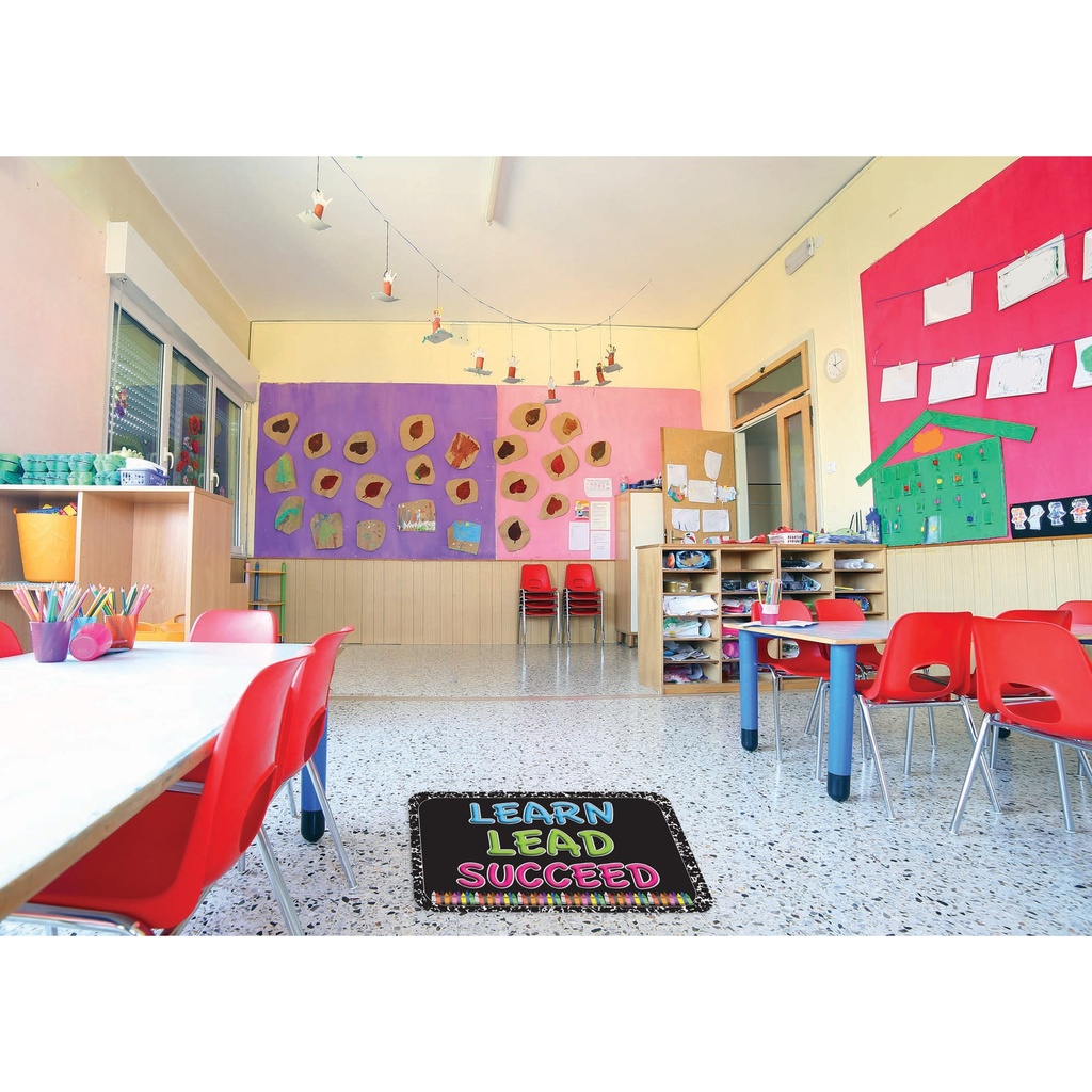 Learn, Lead, Succeed, Crayon Composition Welcome Mat 15.5" x 23.5"_1