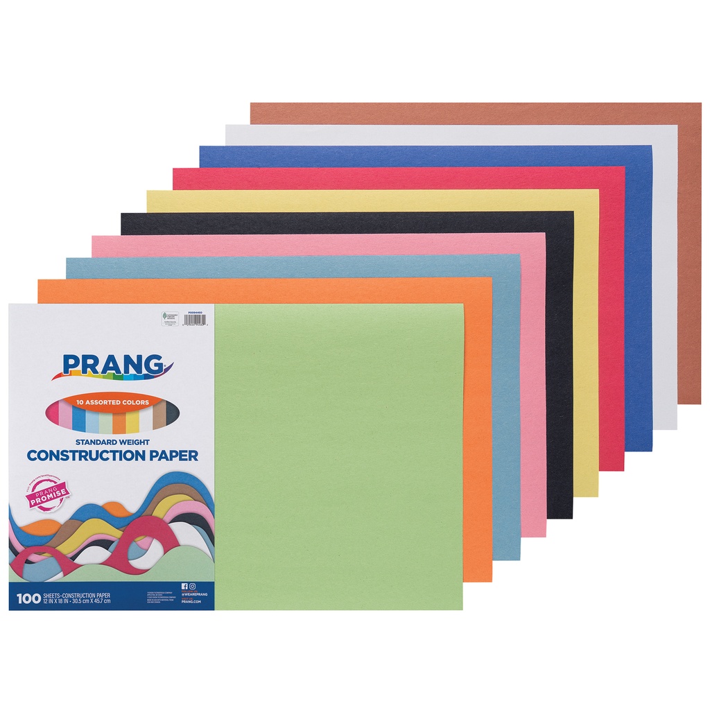 Lightweight Construction Paper, 10 Assorted Colors, 12" x 18", 100 Sheets_1