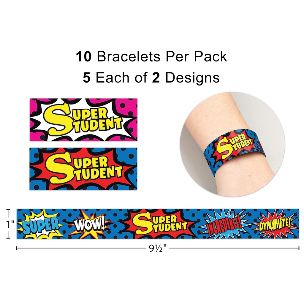 Superhero Super Student Slap Bracelets 10/Pack_2