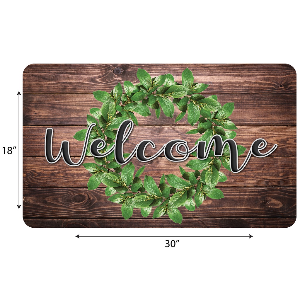 Green Wreath on Wood Welcome Mat 18" x 30"_2