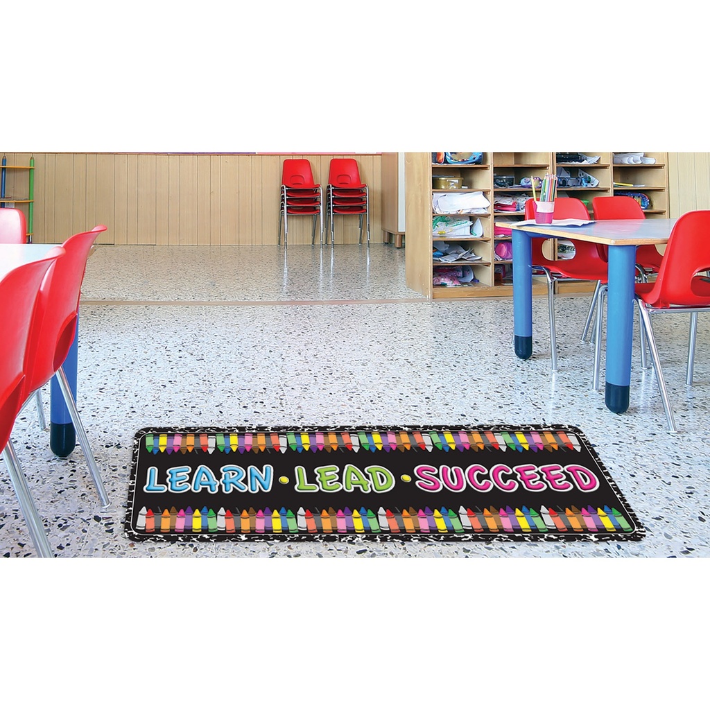 Learn, Lead, Succeed, Crayon Composition Mat Runner 15.5" x 47"_2