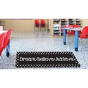 Dream Believe, Achieve, Black with White Dots Mat Runner 15.5" x 47"_2