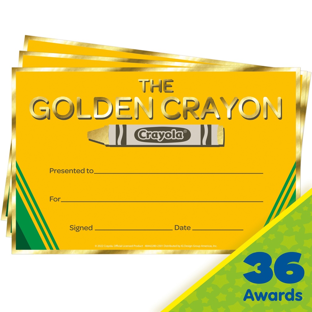 Crayola® Gold Crayon Recognition Award, Pack of 36