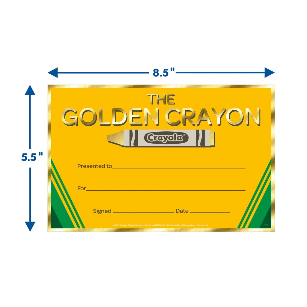 Crayola® Gold Crayon Recognition Award, Pack of 36
