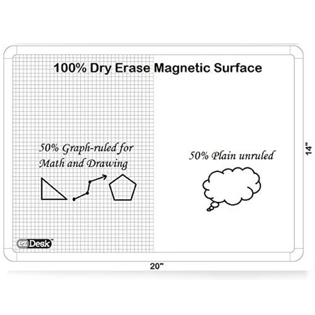 EzDesk 20" x 14" Magnetic Dry Erase Lap Desk with Graph Ruling Adjustable Tablet Dock & Accessories_1