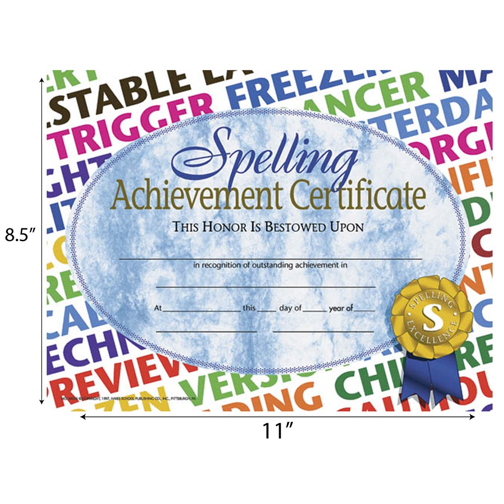 Spelling Achievement Certificates Pack of 30_1