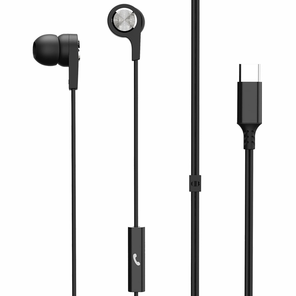 Sync Up Type-C Black Wired Earbuds with Microphone