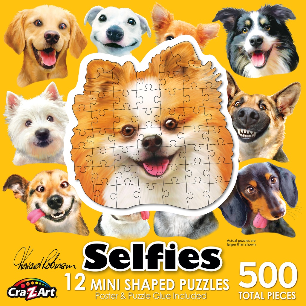 Dog Selfies Mini Shaped 12 Puzzle Set