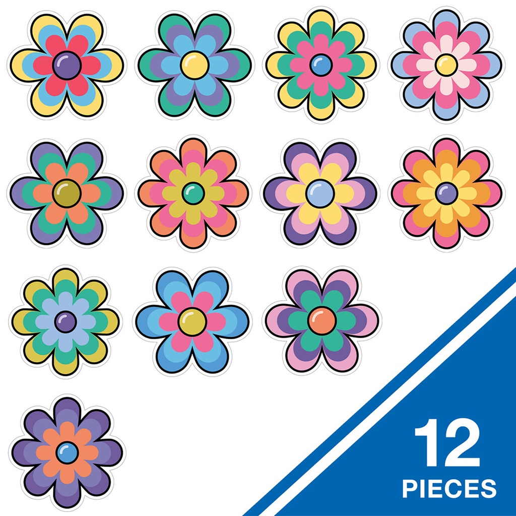 Happily Ever Elementary Retro Remix Jumbo Flowers Cutouts